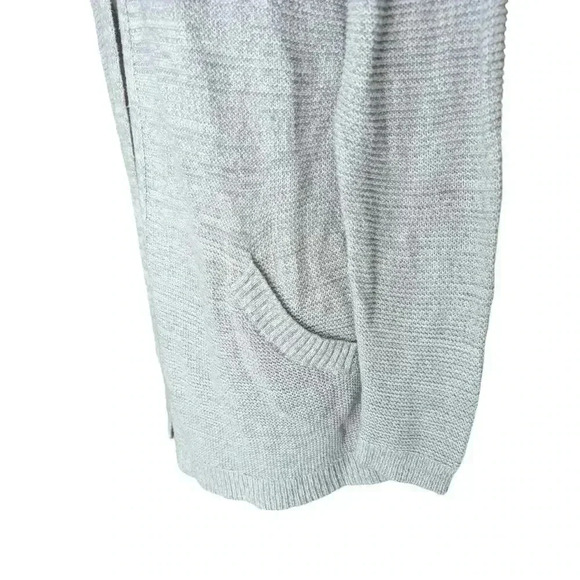 Loft Gray Medium Open Front Long Sleeve Cardigan Knit Sweater Double Pockets - Picture 3 of 8